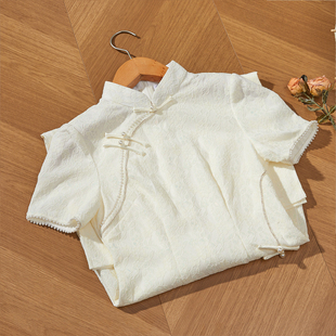 新款 旗袍女2026春季 白色改良日常穿小个子连衣裙 短袖 波尔菲新中式