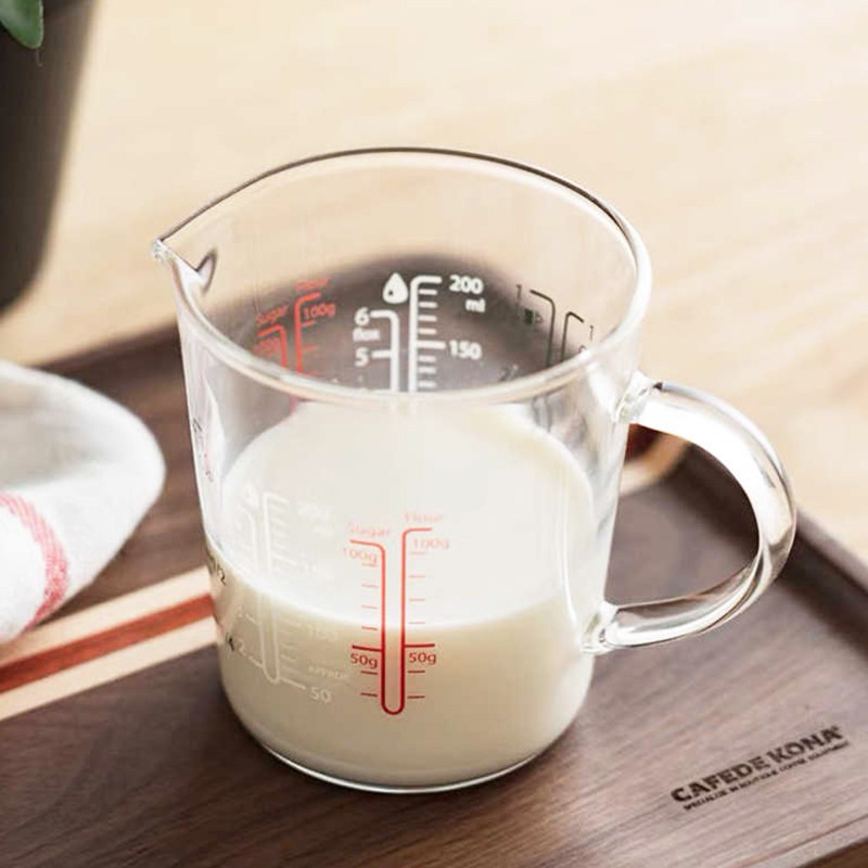 CAFEDEKONA耐热玻璃量杯带刻度厨房烘培杯牛奶杯咖啡可微波200ml