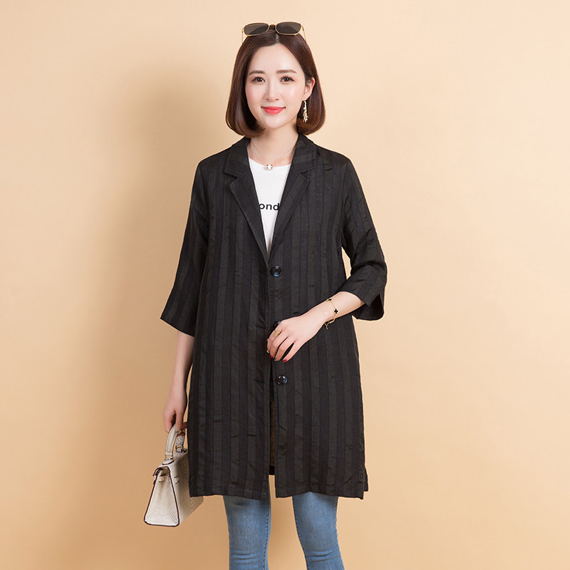 BLAZER WOMENS 2019 SPRING WEAR NEW KOREAN VERSION MID-LENGTH LOOSE CASUAL VERSATILE WINDBREAKER LINEN SPRING AND AUTUMN JACKET