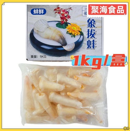 蚌鲜象拔蚌1kg/盒含冰象牙蚌商用日料刺身冰盘刺身级解冻切片即食