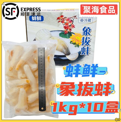 蚌鲜象拔蚌1kg*10盒含冰象牙蚌商用日料店刺身刺身级解冻切片即食