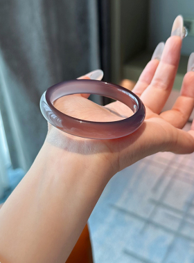 天然玛瑙玉髓手镯女款冰种玉手镯