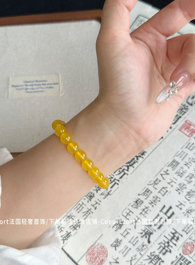 原创设计天然黄玉手串女款黄玛瑙