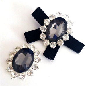 库存处理 椭圆欧式玻璃钻水钻鞋花合金胸针头饰配件 1对2个