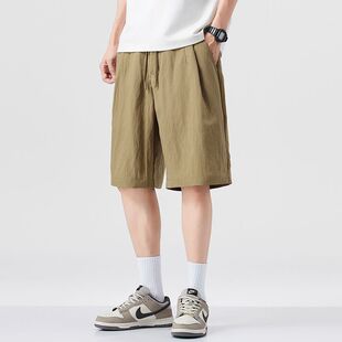 五分裤 新款 子 男垂感直筒宽松2025潮季 日系复古潮流莱赛尔休闲短裤
