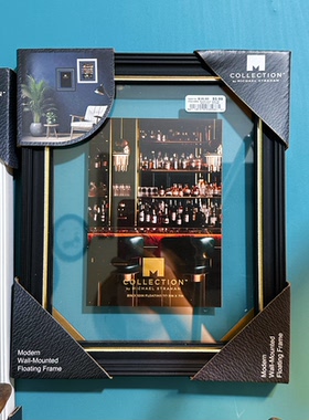 美国品牌样品美式复古酒吧酒柜墙面装饰相框黑金悬浮画框轻奢挂画
