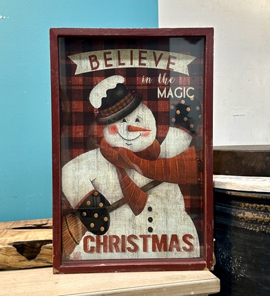 孤品vintage美式复古做旧圣诞节雪人圣诞颂歌咖啡馆酒吧装饰挂画