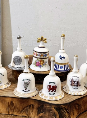 孤品英国老货骨瓷英式铃铛摆件餐厅手摇餐铃餐桌铃铛 摇铃召唤铃