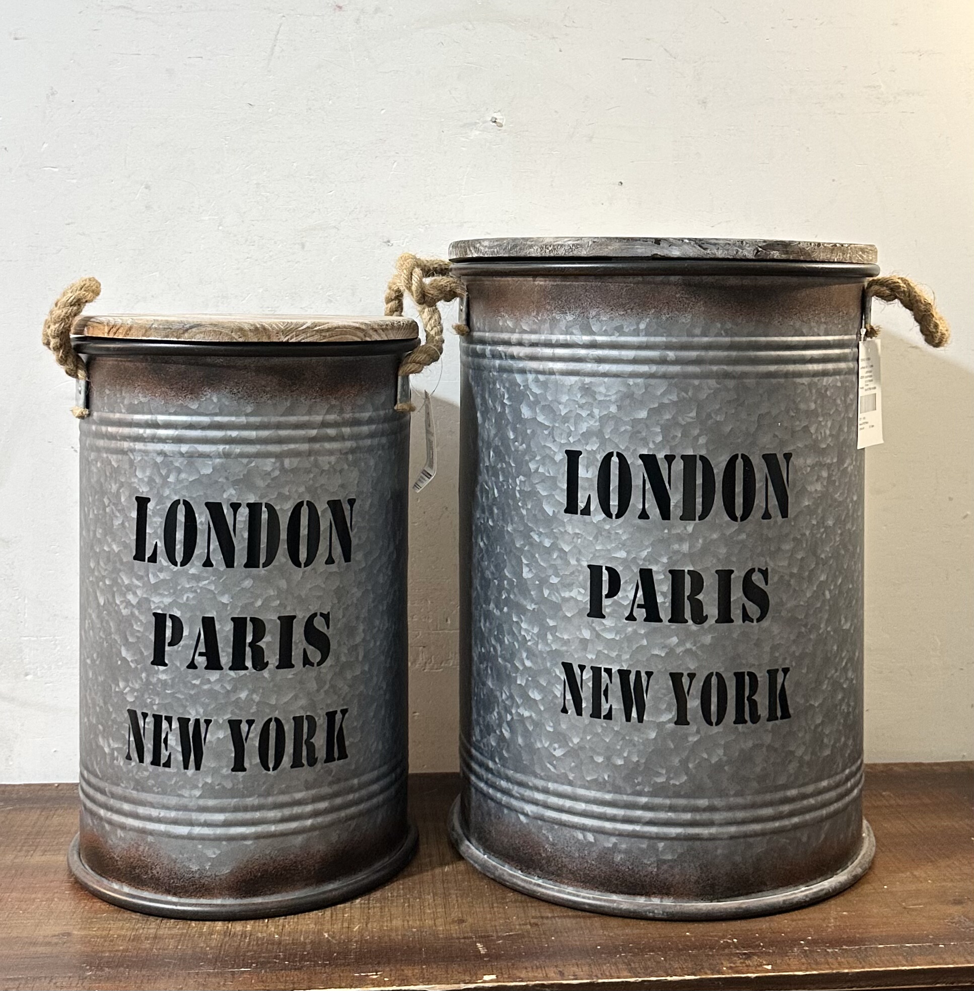 外贸样品vintage复古户外露营铁桶花桶储物桶收纳坐凳露营收纳箱