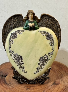 孤品外贸天使心形摆件 家居装饰摆件树脂实心样板库存老货