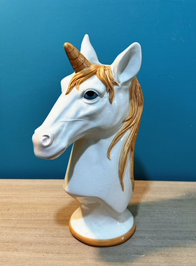 外贸样品欧式复古陶瓷独角兽摆件