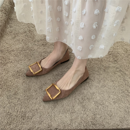 低跟浅口尖头休闲百搭平底单鞋