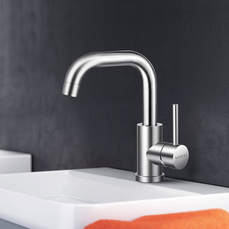 华帝u型面盆水龙头洗脸洗手盆 冷热可旋转卫生间304不锈钢041002