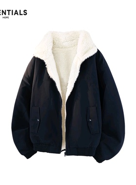 ESSENTIALS HOPE羊羔毛棉衣男冬季加厚保暖棉服宽松翻领休闲外套