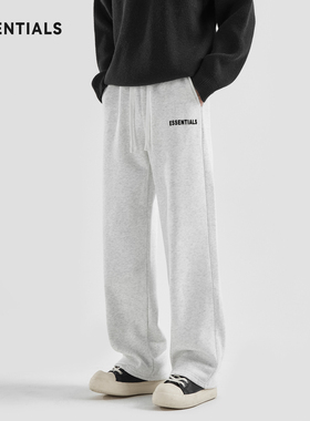 ESSENTIALS HOPE灰色直筒加绒卫裤男2026年冬季潮宽松运动休闲裤