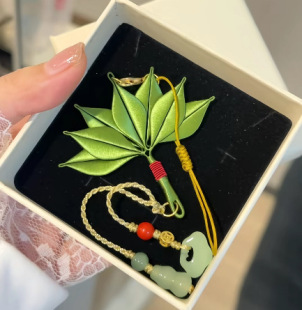 妍妍赵露思同款驱散霉运柚子叶缠花吊坠DIY包包手机流苏压襟挂件