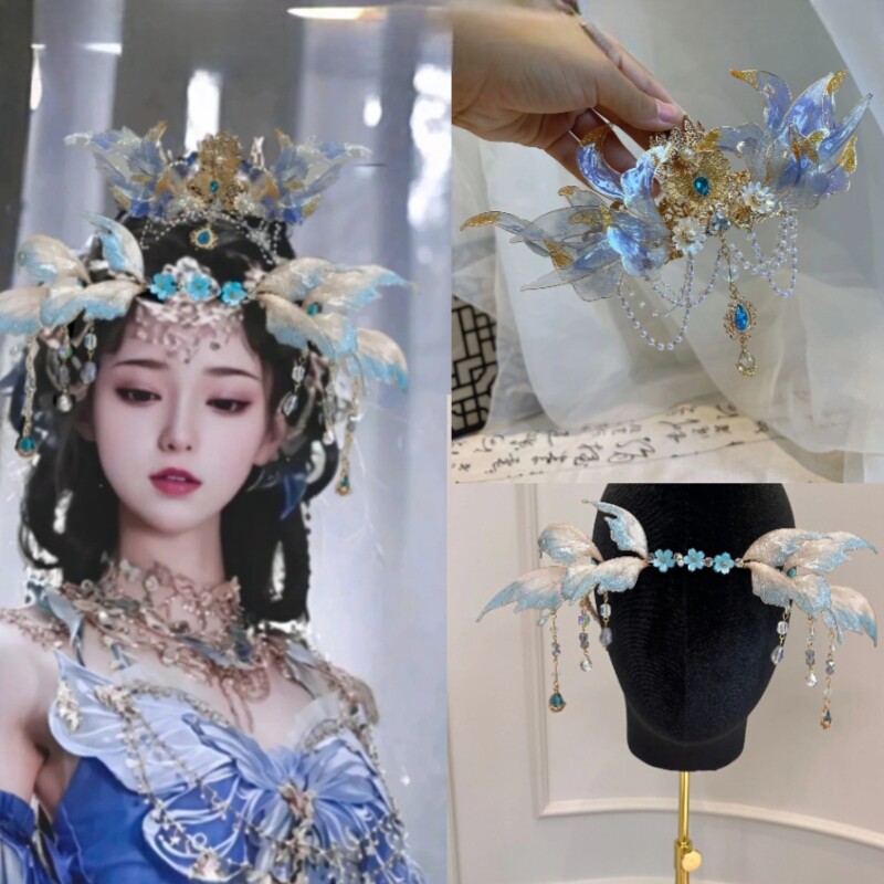 古风汉服头饰蝴蝶造液花发箍手工头饰古装饰品仙气配饰国风复古