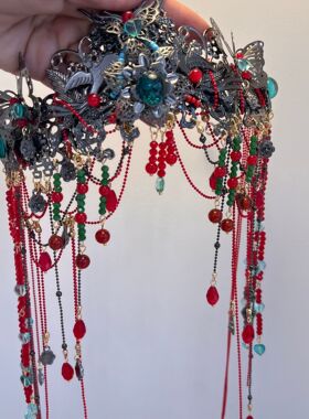 古风中式cos头饰异域大祭司发饰古装汉服复古暗黑流苏发冠