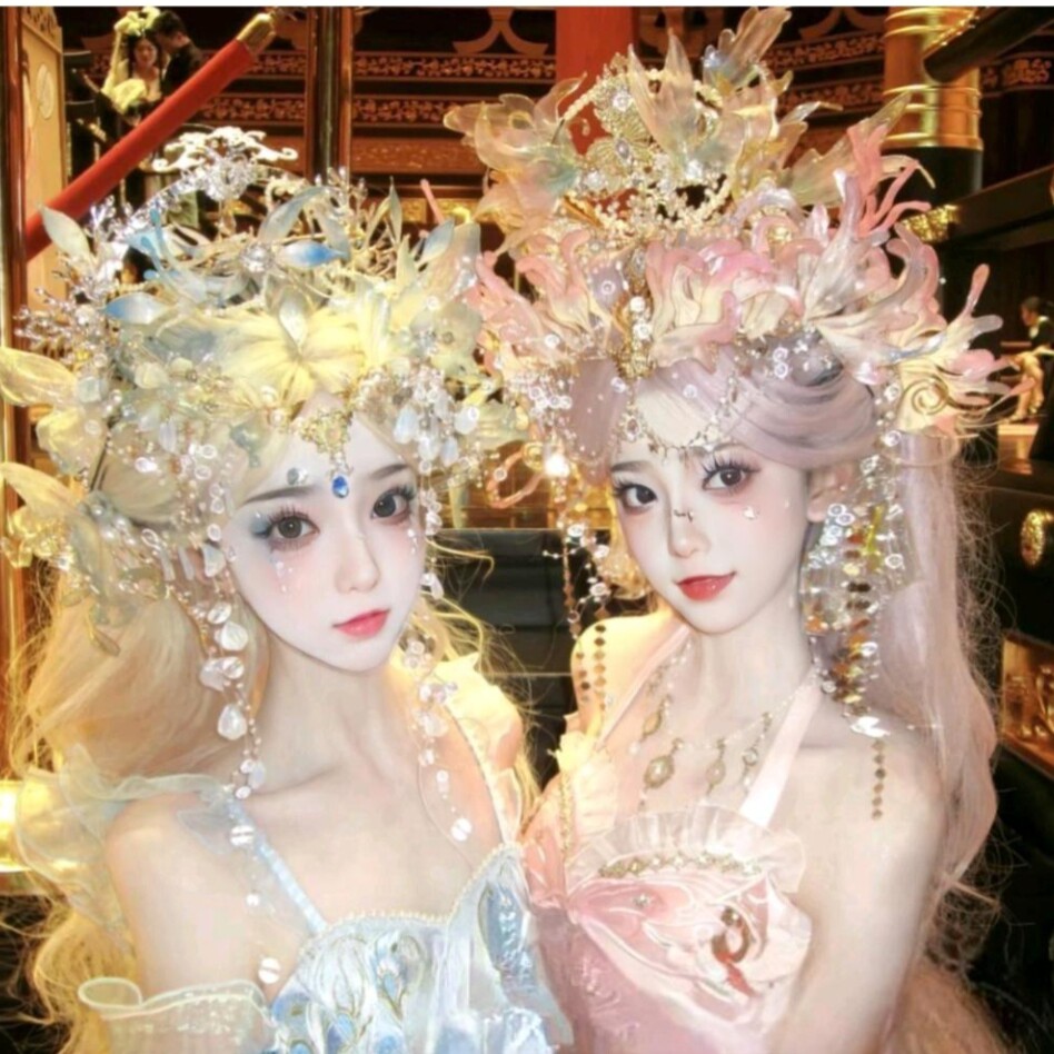 古风人鱼耳饰鲛人新款头饰耳挂汉服发饰粉色儿童饰品边夹