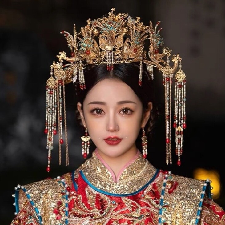 凤冠明制头饰新娘汉服婚嫁发冠新款中式婚礼奢华皇后大婚秀禾发饰