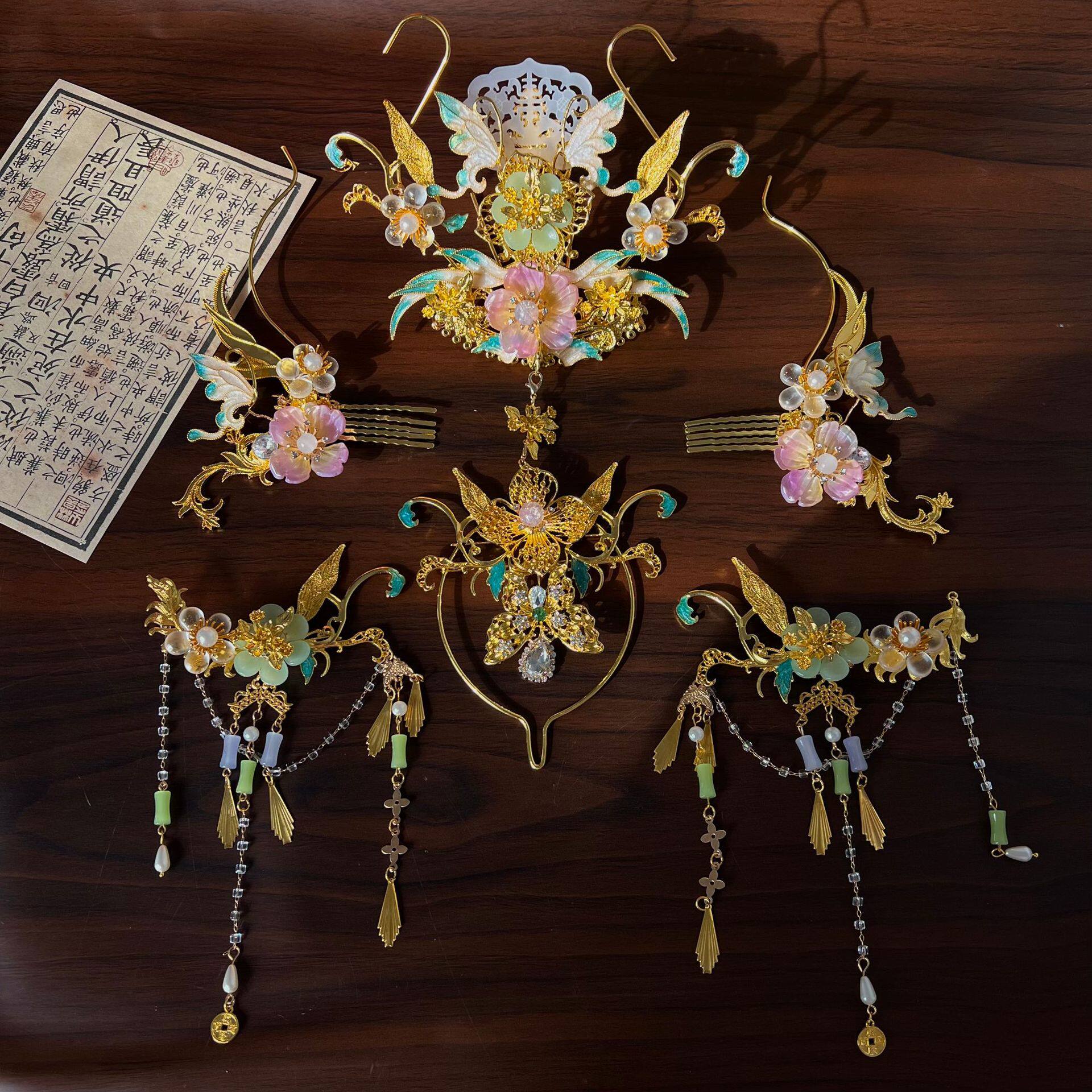 绝美古风头饰超仙发冠套装敦煌神女汉服发钗清歌额饰唐制发饰配饰