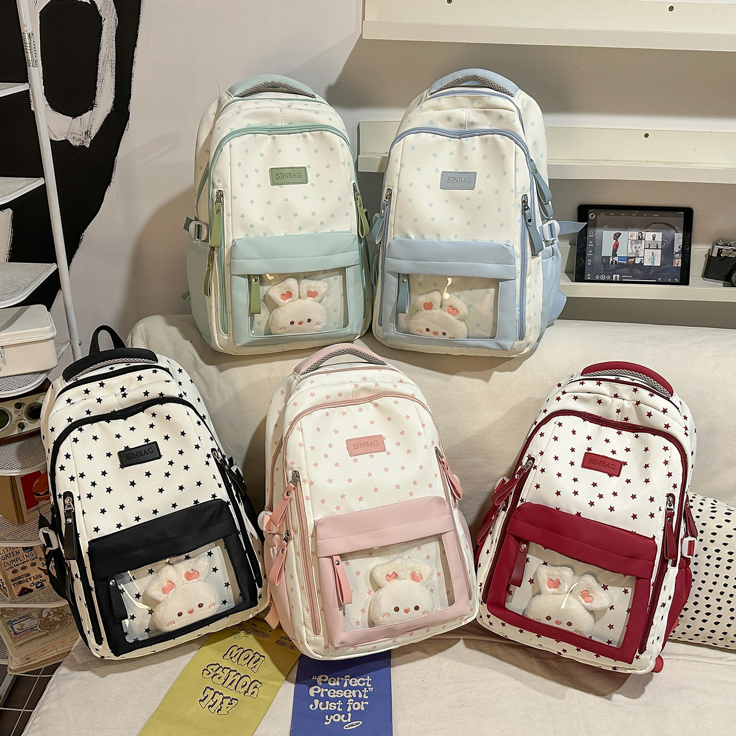 高颜值日系ins小众痛双肩包清新甜美背包中小学生百搭轻便书包女