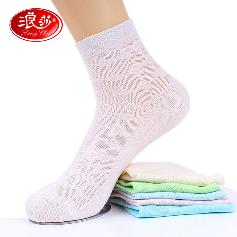 浪莎袜子女夏季中筒袜图片