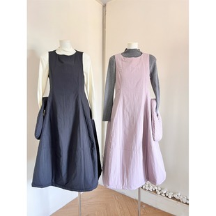 叠穿内搭后背系带蝴蝶结加厚夹棉背心连衣裙女轻奢小众不撞款裙子