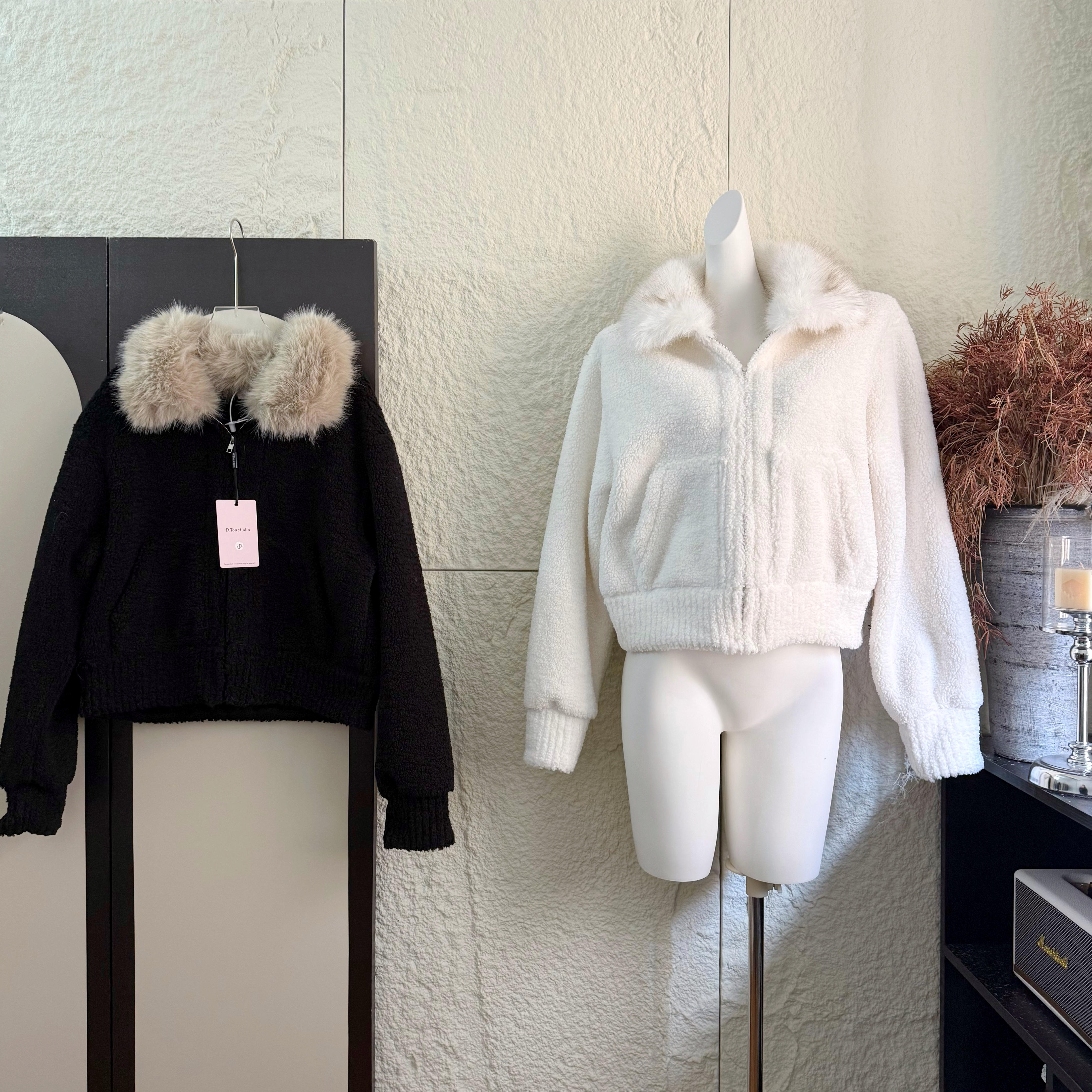 opening自制 冬日暖绒 毛领保暖厚款韩系羊羔毛外套女冬夹克上衣