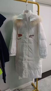 长款羽绒服带真毛领帽白色xxs码偏大胸围116衣长108适合100-130斤
