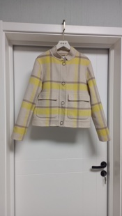 2025秋冬新款双面羊绒大衣女短款立领格子洋气款羊毛呢外套