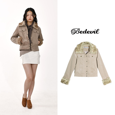 nana同款复古灯芯绒可拆毛领夹克