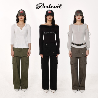 韩国BEDEVIL假两件工装裙裤