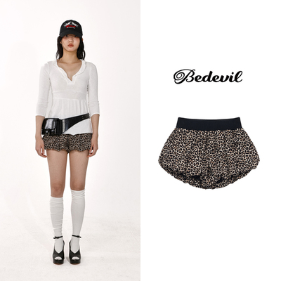 韩国BEDEVIL豹纹花苞短裤正品