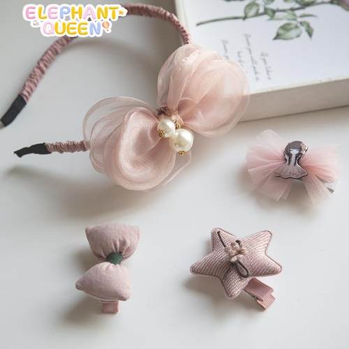 2020新款韩国夏季简约纱裙配饰百搭儿童卡通发箍头扣发饰发夹套装