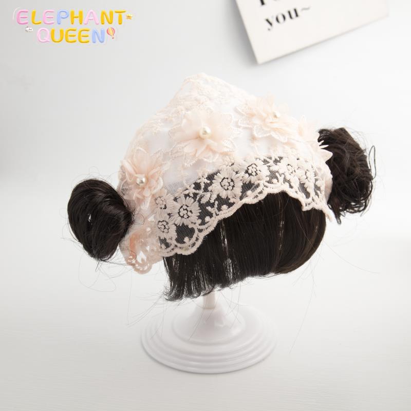 春夏新款公主发带宝宝囟门帽可爱婴儿脑门发饰洛丽塔公主蕾丝发带