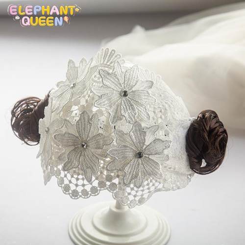 婴儿蕾丝花朵发带公主婴幼儿可爱超萌百天周岁生日宝宝假发头饰夏