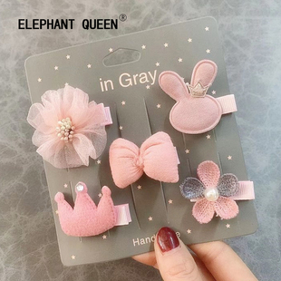 儿童发饰韩国小女孩头饰女童公主皇冠全包布发夹女宝宝不伤发发卡