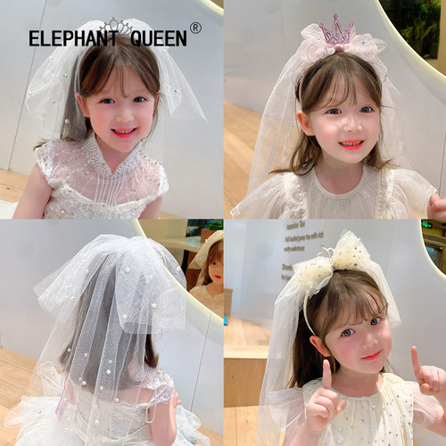 可爱儿童头纱小女孩女长款头箍