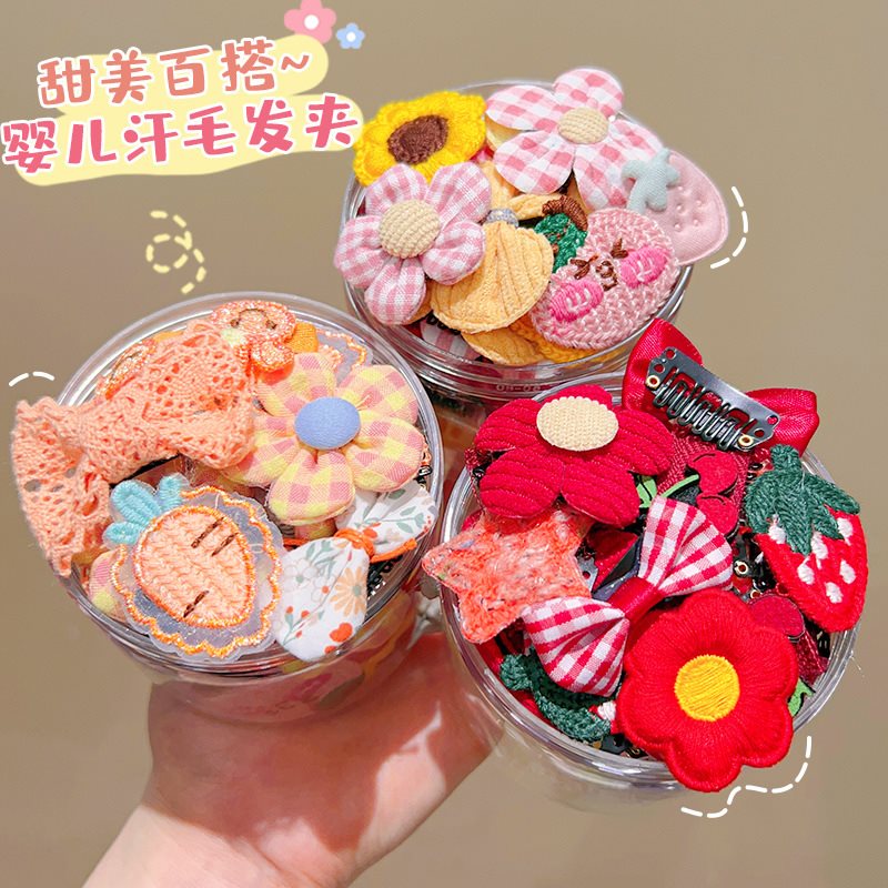 婴儿布艺汗毛夹儿童可爱花朵不伤发发卡宝宝碎发胎毛发夹女童发饰