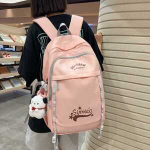 大容量休闲学生书包初高中生简约纯色高颜值潮时尚旅行双肩包