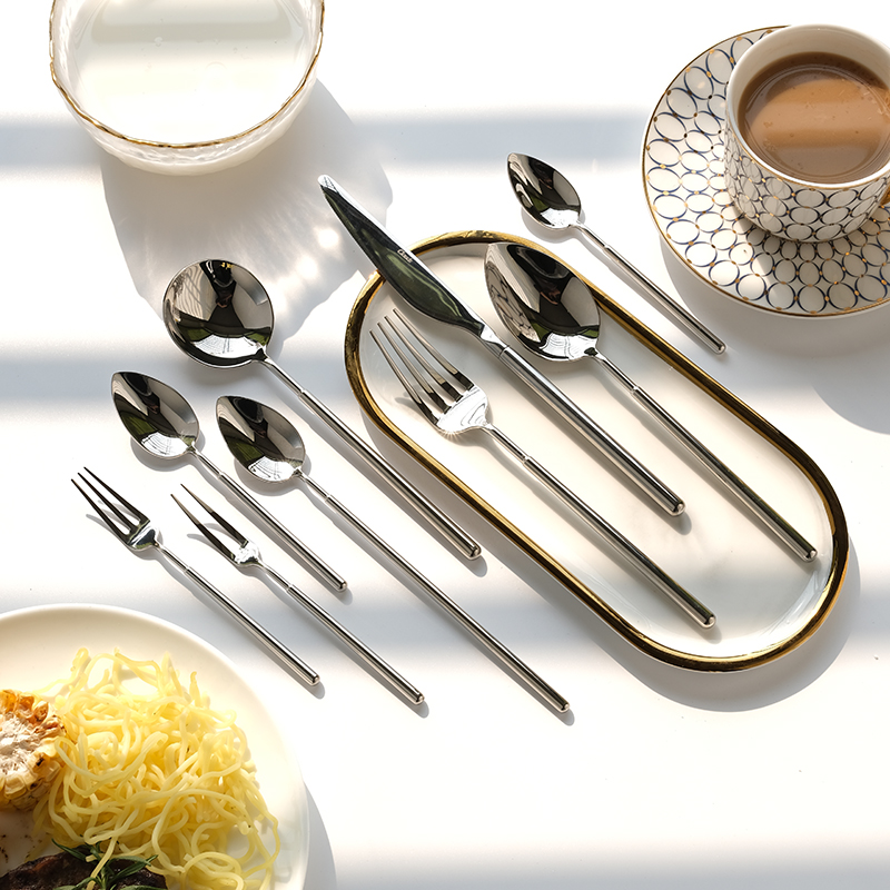 304不锈钢四件套圆柄汤勺西餐