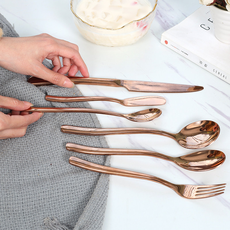 法国月光不锈钢牛排刀叉勺四件套镜面玫瑰金西餐餐具筷子汤勺套装,餐饮具,西餐餐具套装,淘宝优惠券,粉丝福利购,淘宝优惠卷