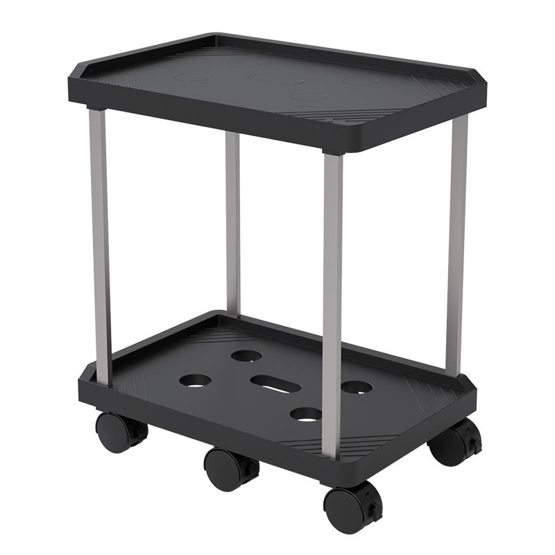 双层主机托架车 大尺寸高承重 白色 黑色 带轮 零食车