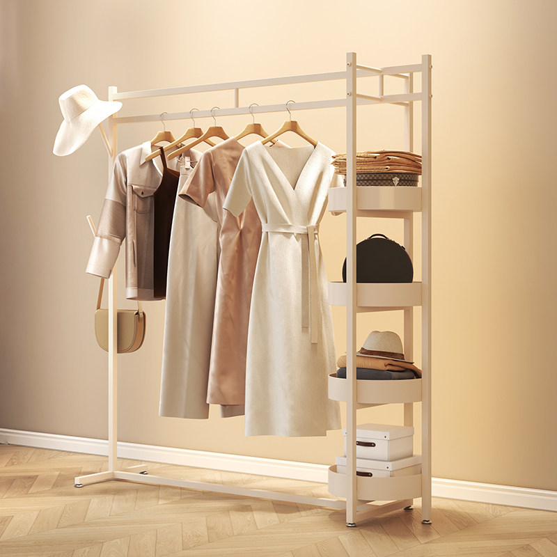 奶油风衣架落地卧室挂衣架极简约挂架储物现代衣服收纳衣帽架子