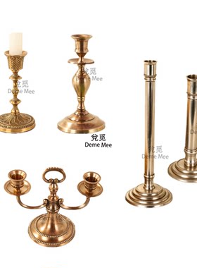 欧式古典黄铜烛台桌面摆件