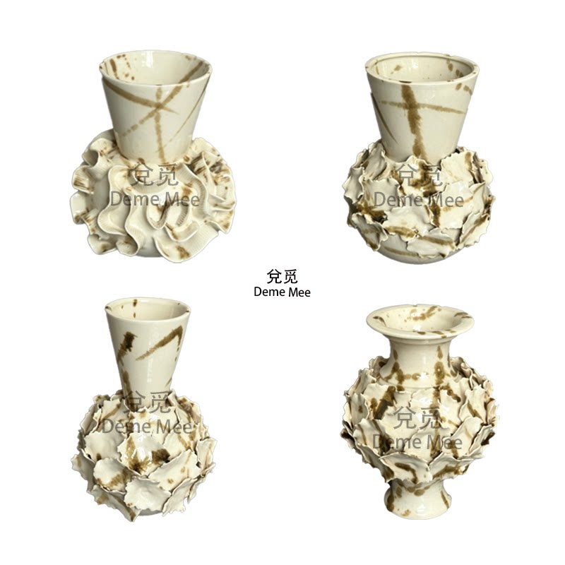 DEME复古手工陶瓷不规则花瓶
