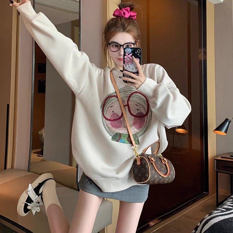 美式复古圆领卫衣女2025新款冬季加绒套头慵懒风高级感超好看上衣,女装/女士精品,卫衣/绒衫,淘宝优惠券,粉丝福利购,淘宝优惠卷