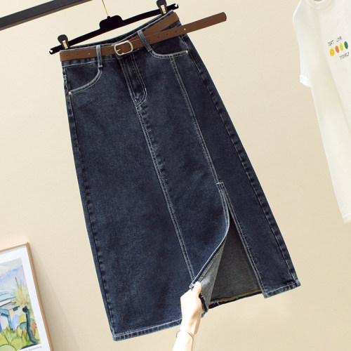 夏季薄款牛仔A字高腰显高半身裙