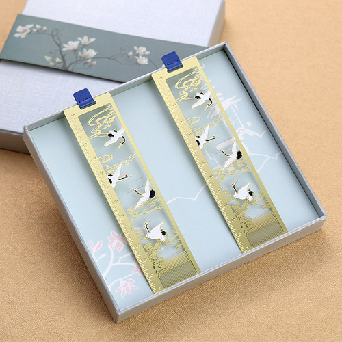 长安雪大雁标尺书签黄铜多功能刻度清新文艺书签送同学毕业季礼品 - 封面